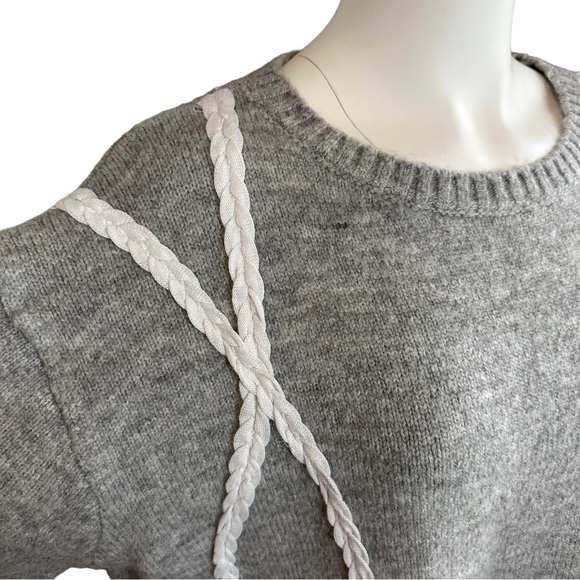 Line and Dot ~ Braid Trim Sweater Grey Pullover Large L - Picture 6 of 10